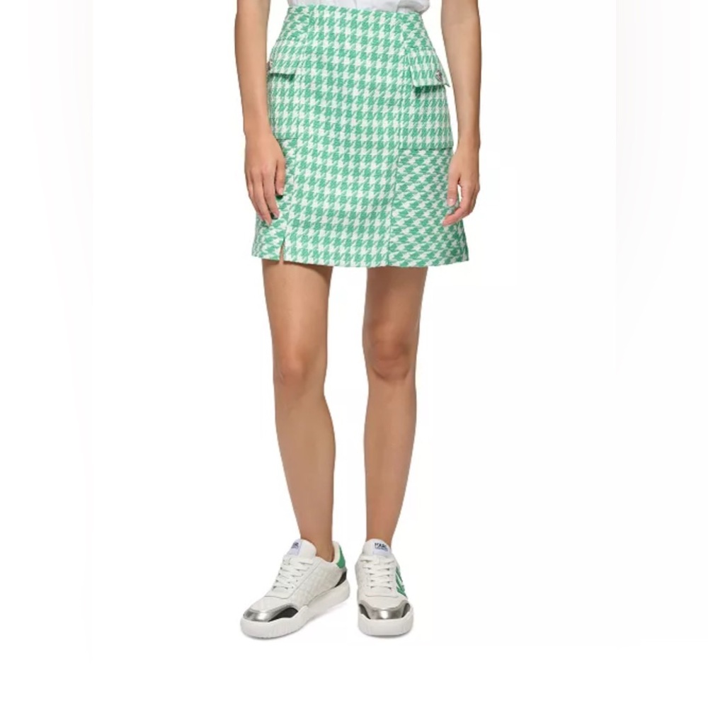 Karl Lagerfeld Mint Houndstooth Skirt